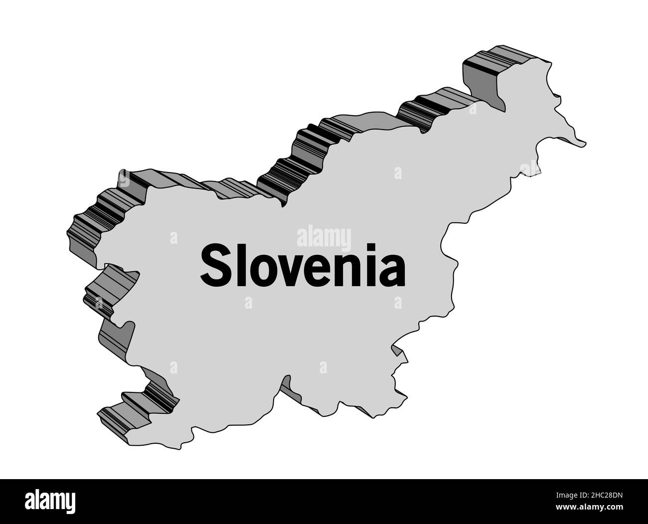 Outline 3D map of Slovenia over a white background Stock Photo - Alamy