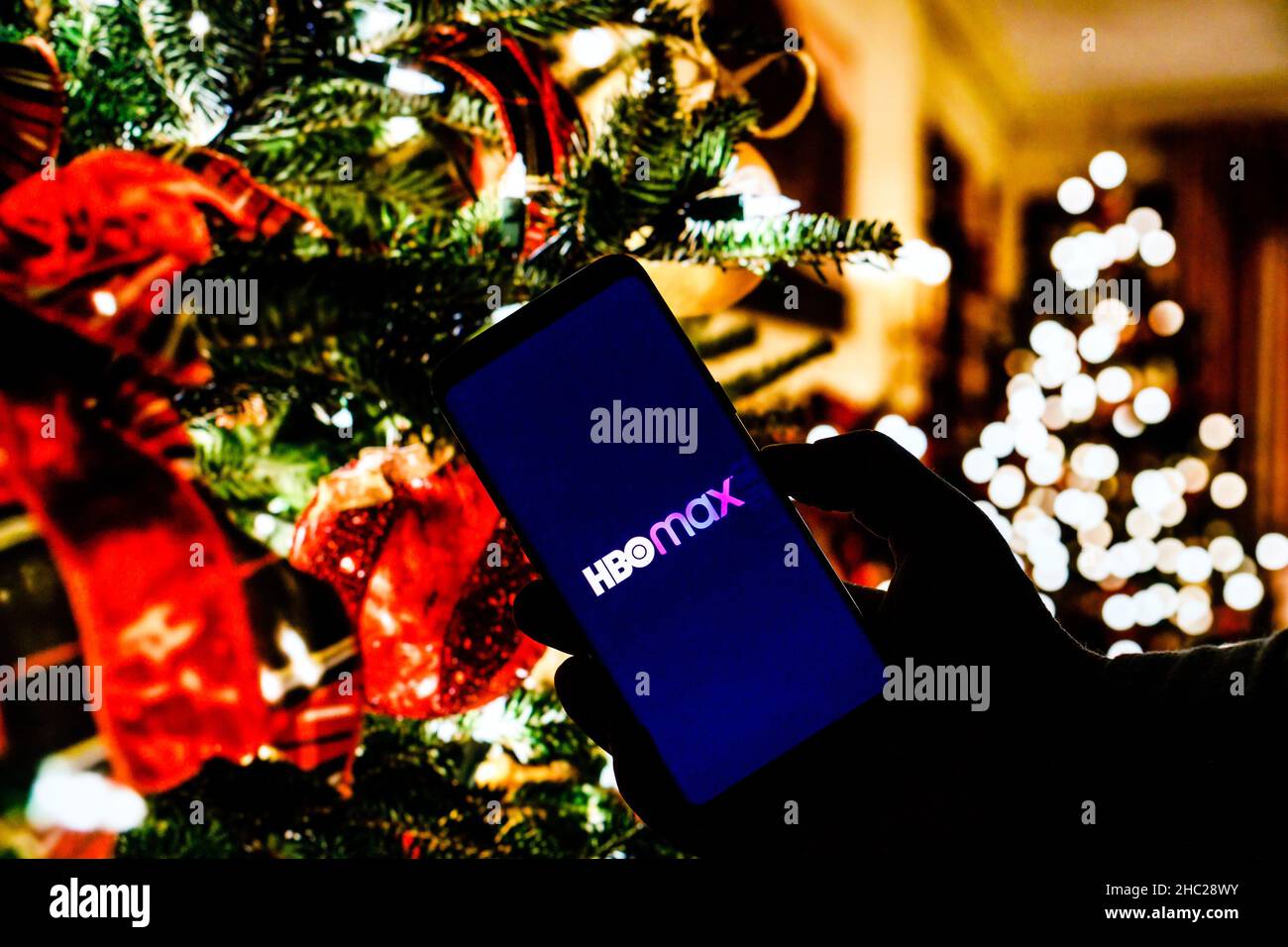 In this photo illustration a HBO Max logo seen displayed on a ...