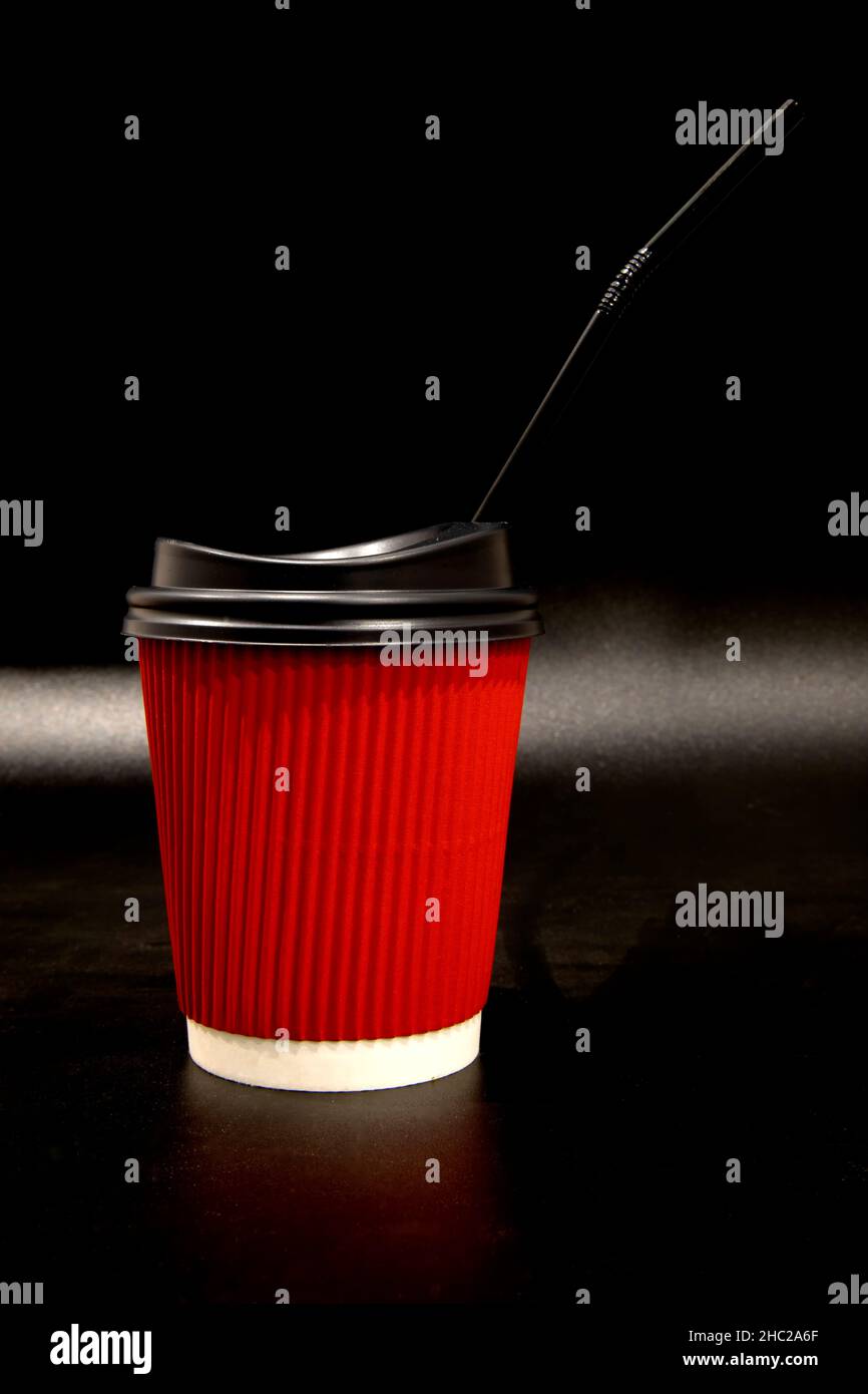 Red paper coffee cup with a tube Stock Photo Alamy