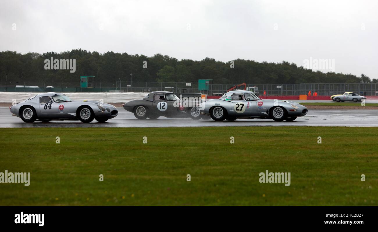 Qualification session for the 60th Anniversary E-Type Challenge, at the Silverstone Classic 2021 Stock Photo