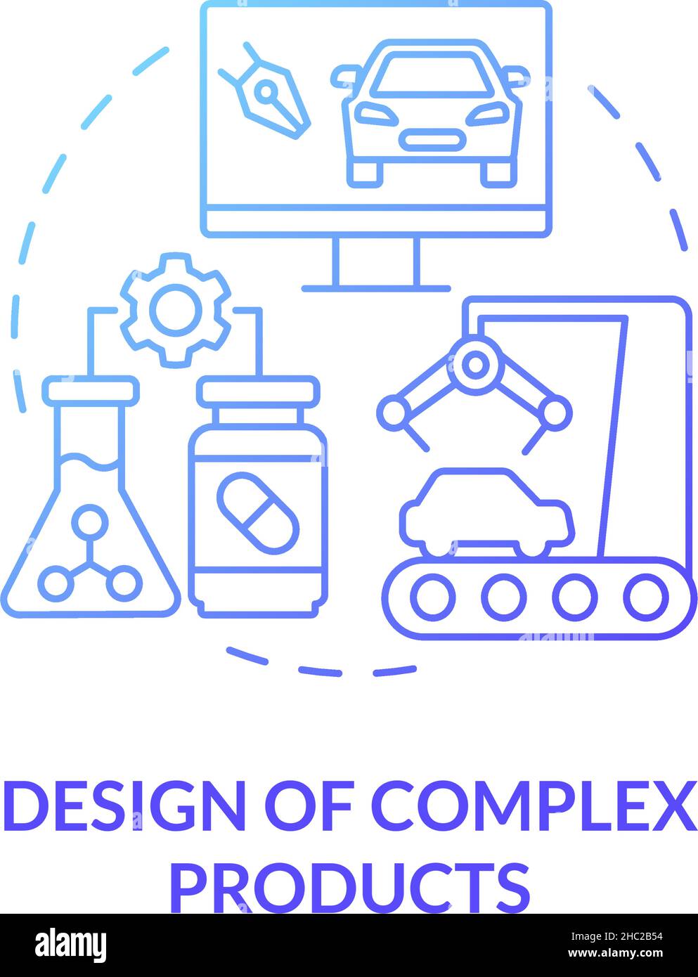 Complex products design blue gradient concept icon Stock Vector Image ...