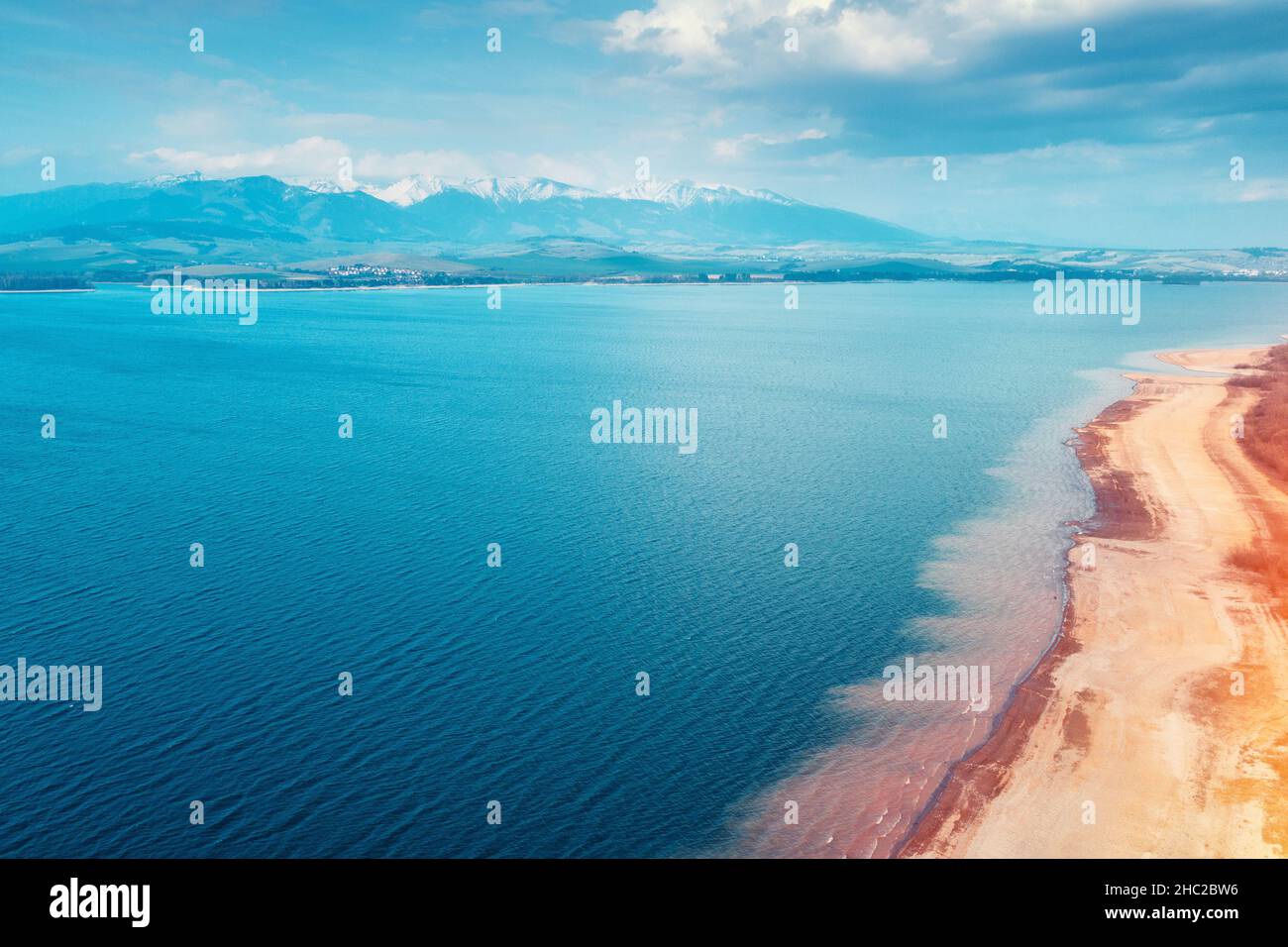 Beautiful lake surrounded by mountains in early spring. Liptov sea, Slovak Republic, Europe Stock Photo