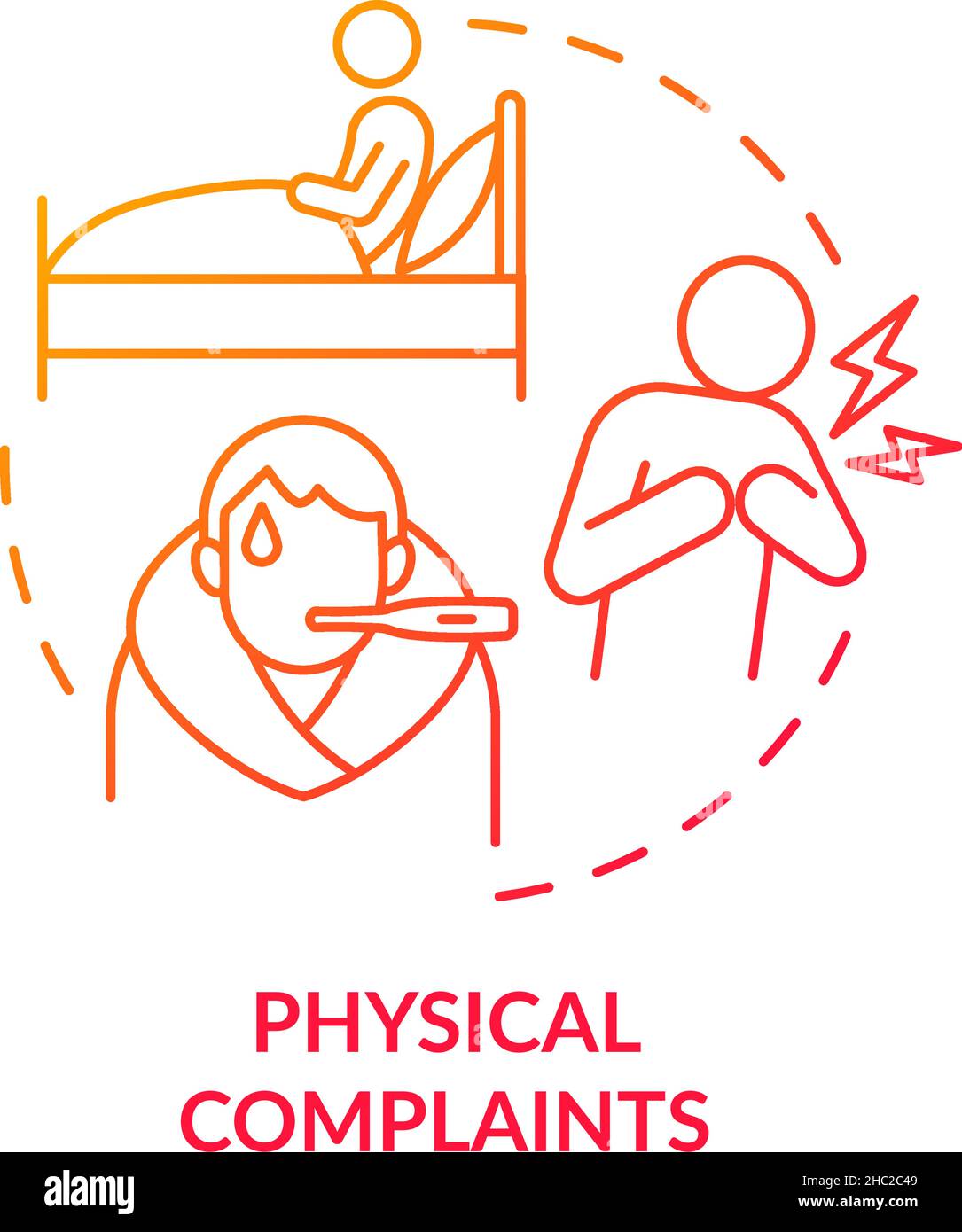 Physical complaints red gradient concept icon Stock Vector