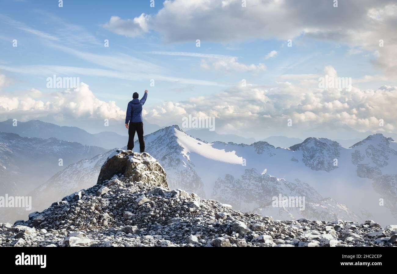 Aerial view male hiker standing hi-res stock photography and images - Alamy