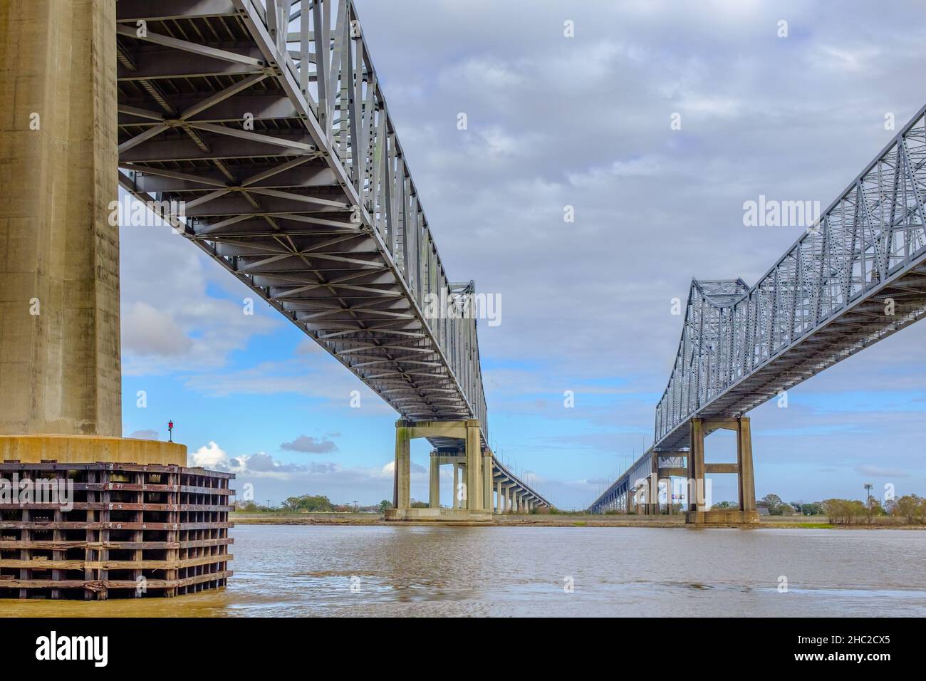 Crescent City Connection Bridge over the Mississippi River Stock Photo