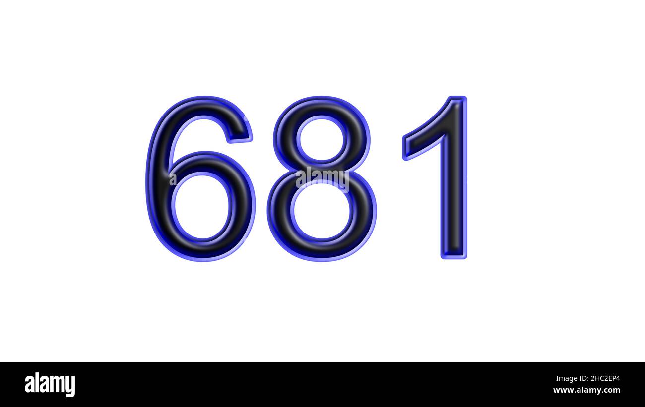 blue 681 number 3d effect white background Stock Photo Alamy