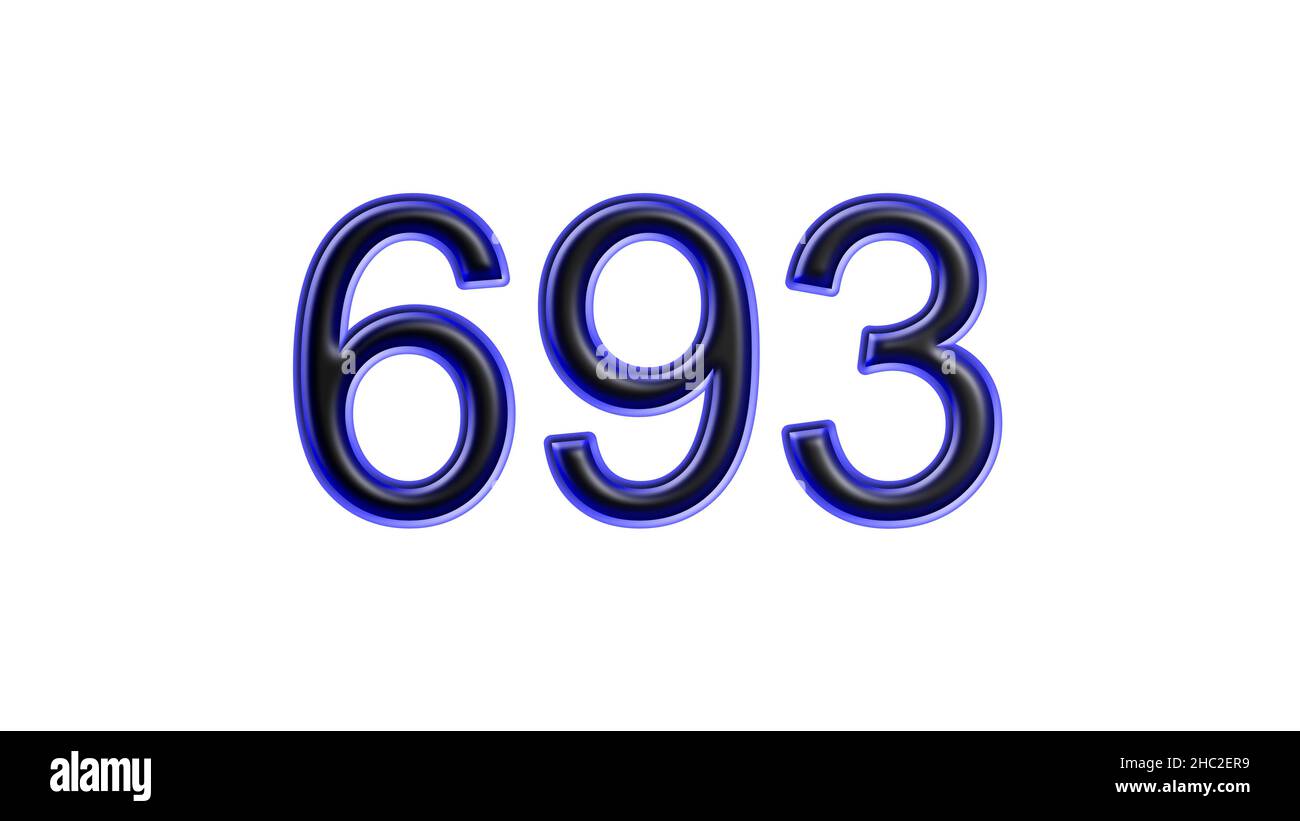 blue 693 number 3d effect white background Stock Photo