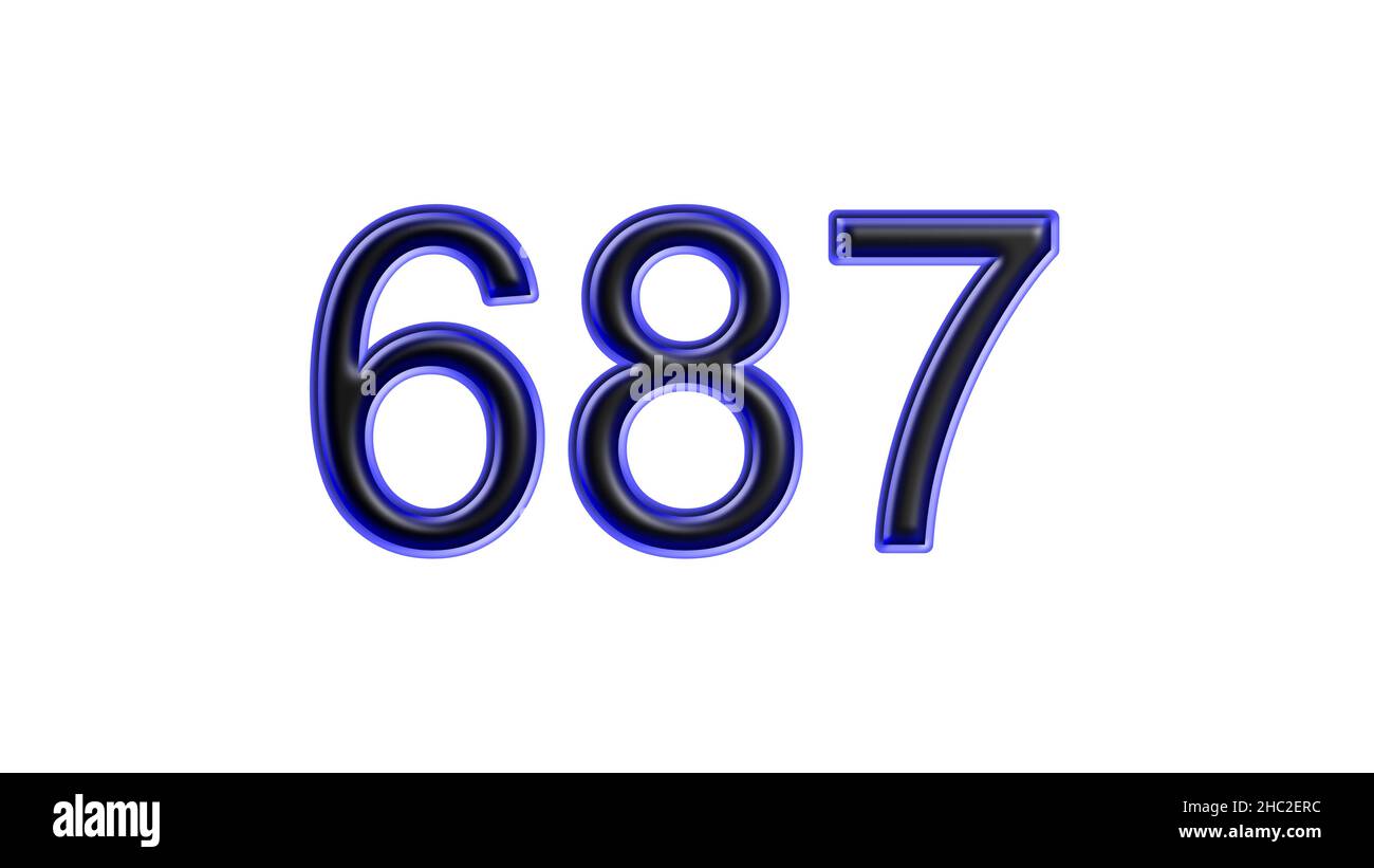 blue 687 number 3d effect white background Stock Photo - Alamy