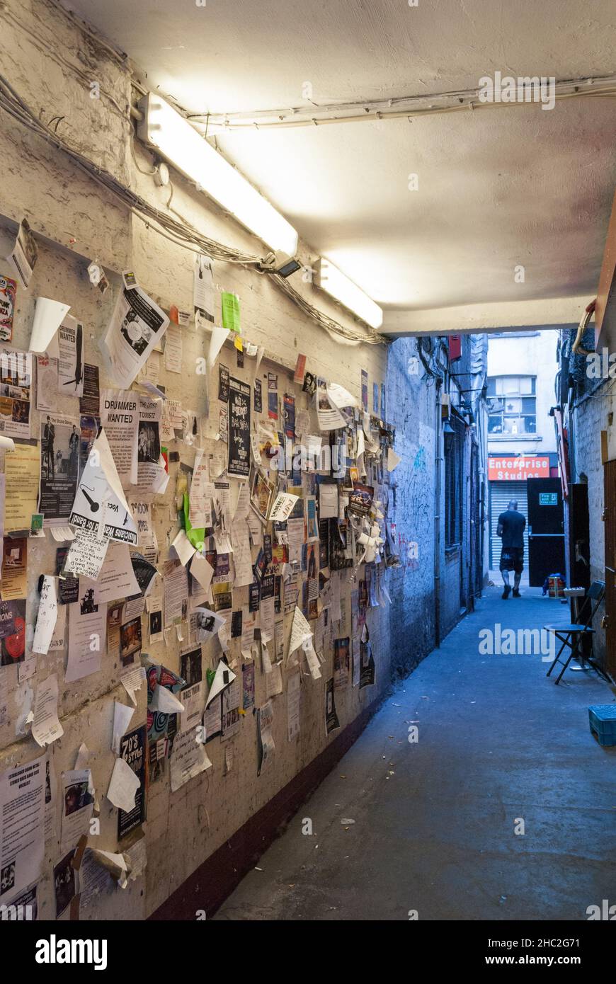 Adverts for musicians in Tin Pan Alley, Denmark Street, London, England