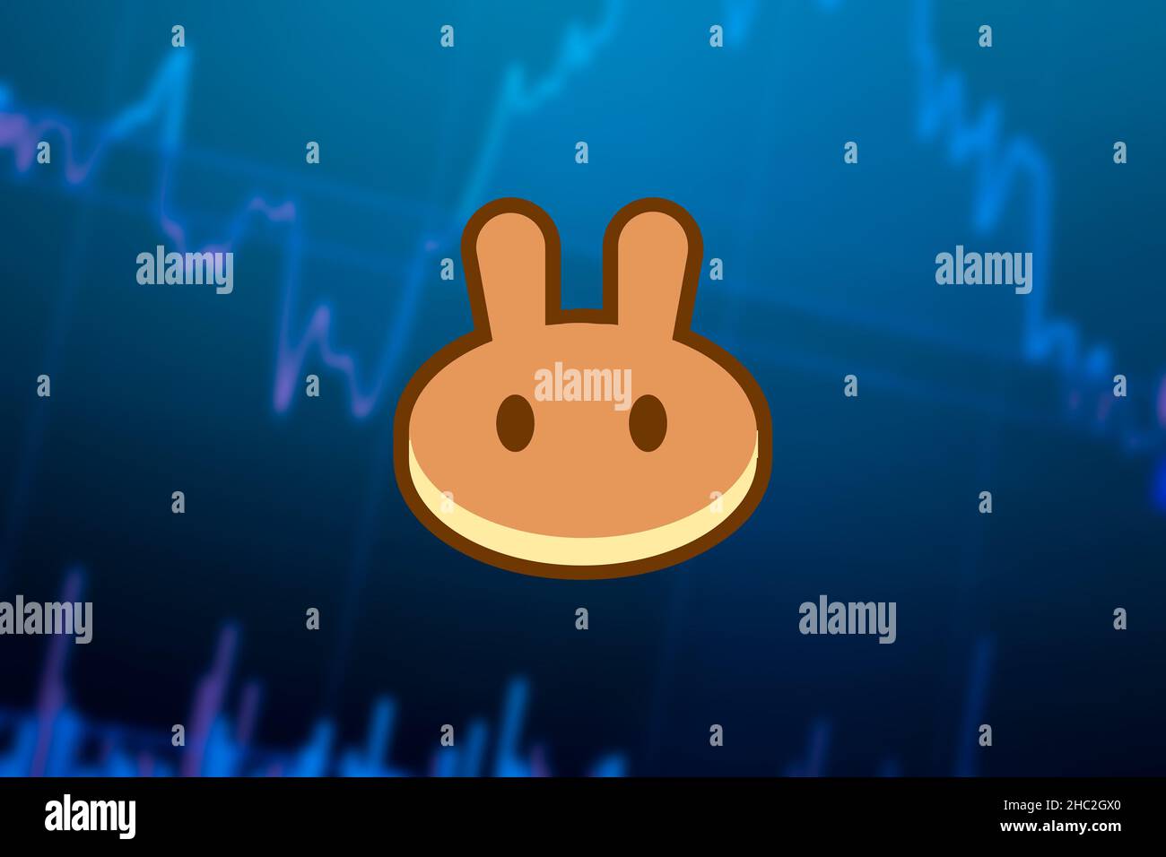 PancakeSwap CAKE Cryptocurrency. coin growth chart on the exchange, chart  Stock Photo - Alamy
