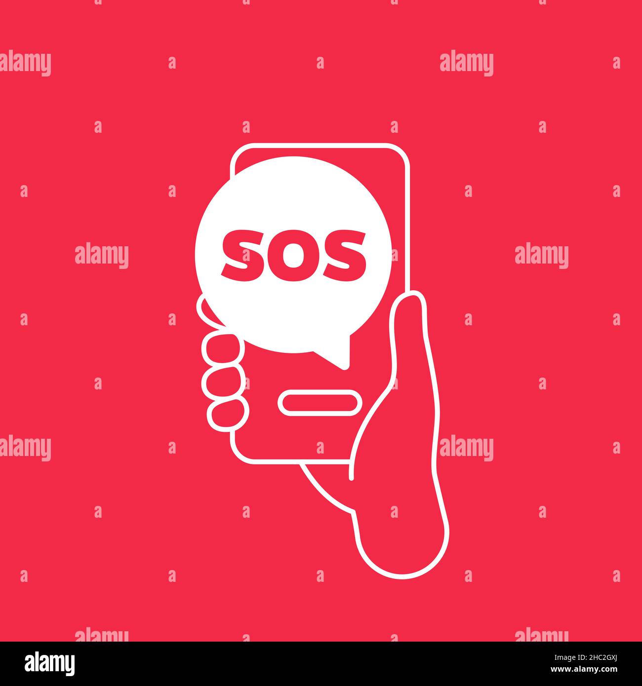 SOS message in the phone, vector icon Stock Vector