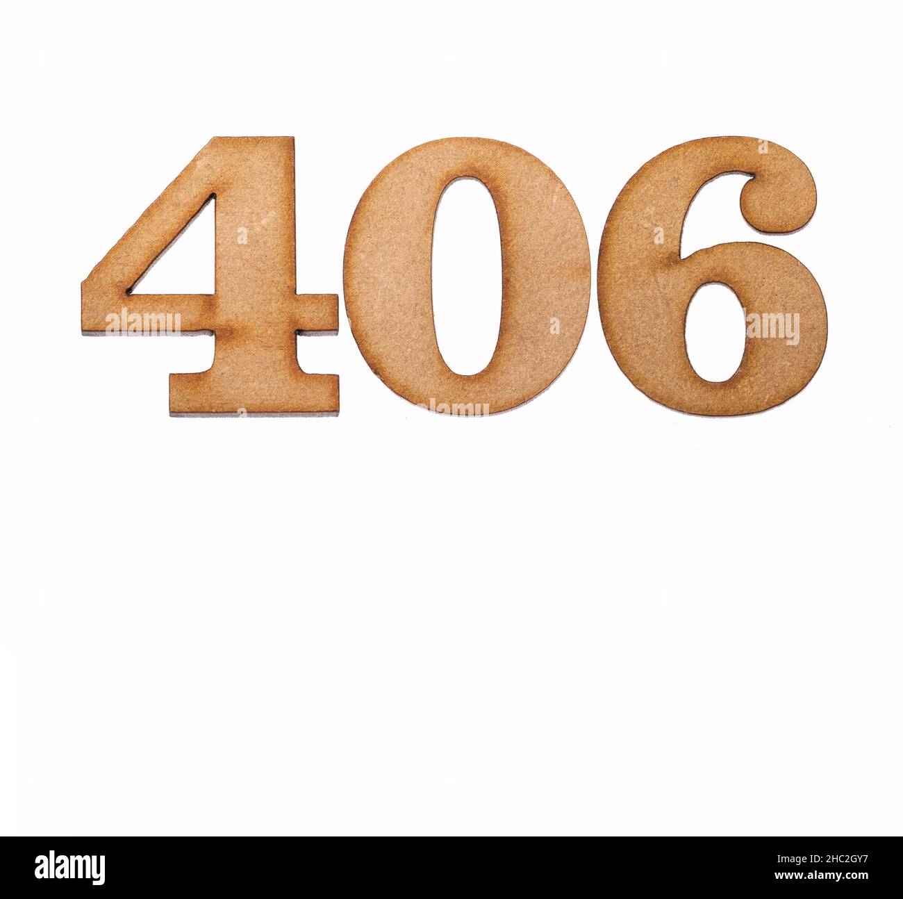 Number 406 in wood, isolated on white background Stock Photo Alamy