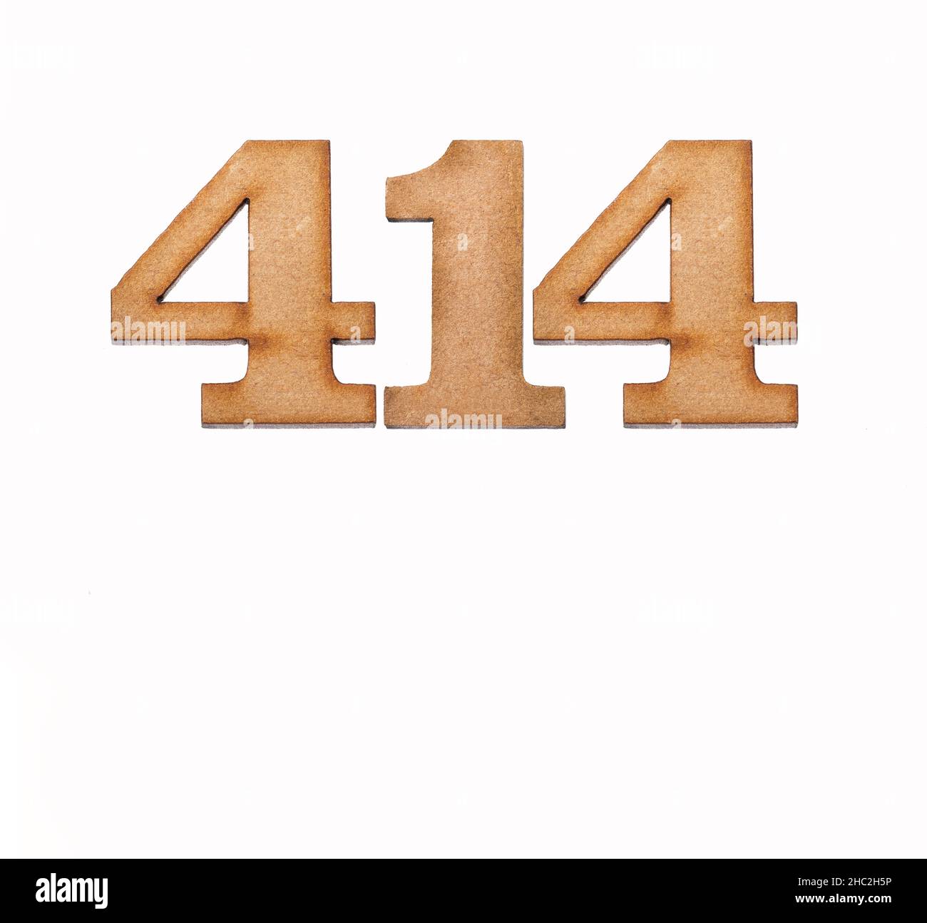 Number 414 in wood, isolated on white background Stock Photo - Alamy