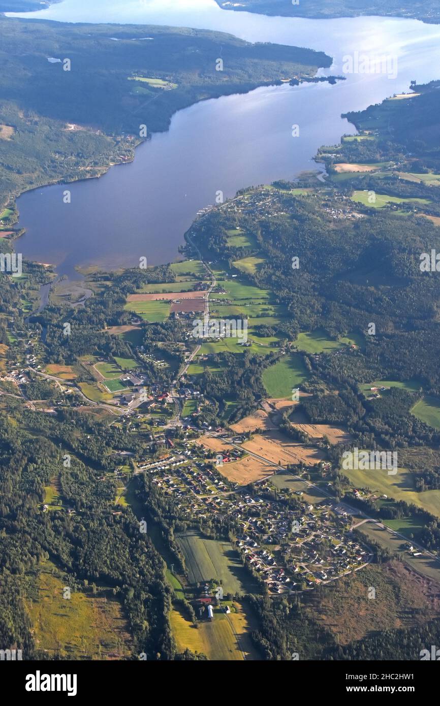 Lake land in Norway, aerial view Stock Photo Alamy