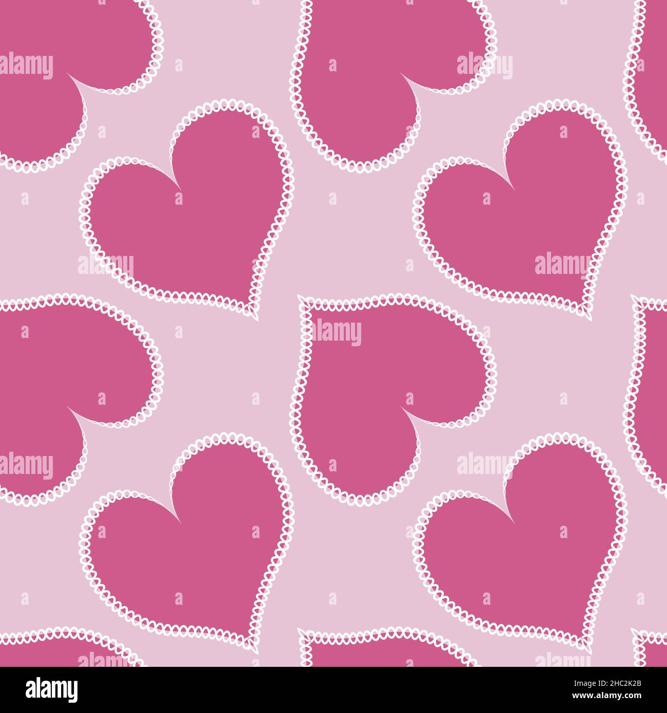 Illustration - Seamless pattern on a square background - hearts made of fabric, patchwork sewing. Design element of books, notebooks, postcards, inter Stock Vector