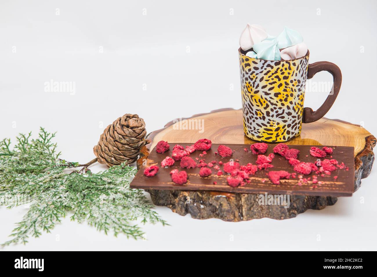 Milk and dark chocolate with a Christmas theme Stock Photo