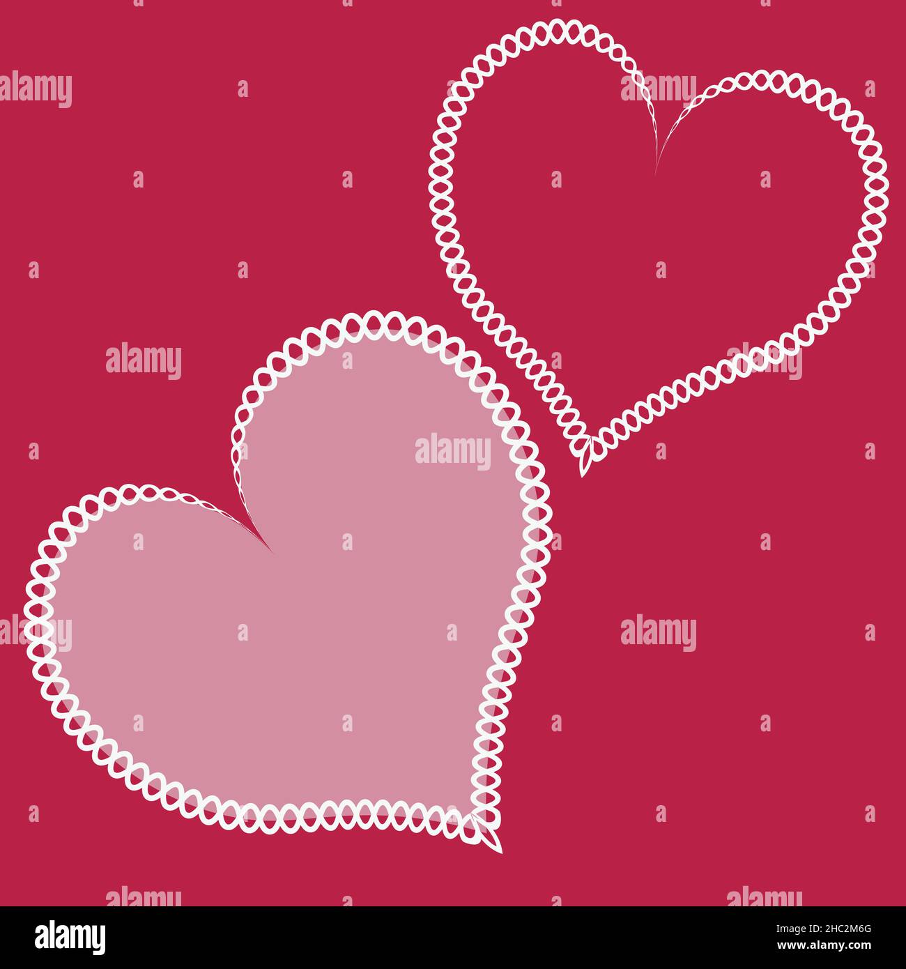 Illustration - Seamless pattern on a square background - hearts made of fabric, patchwork sewing. Design element of books, notebooks, postcards, inter Stock Vector