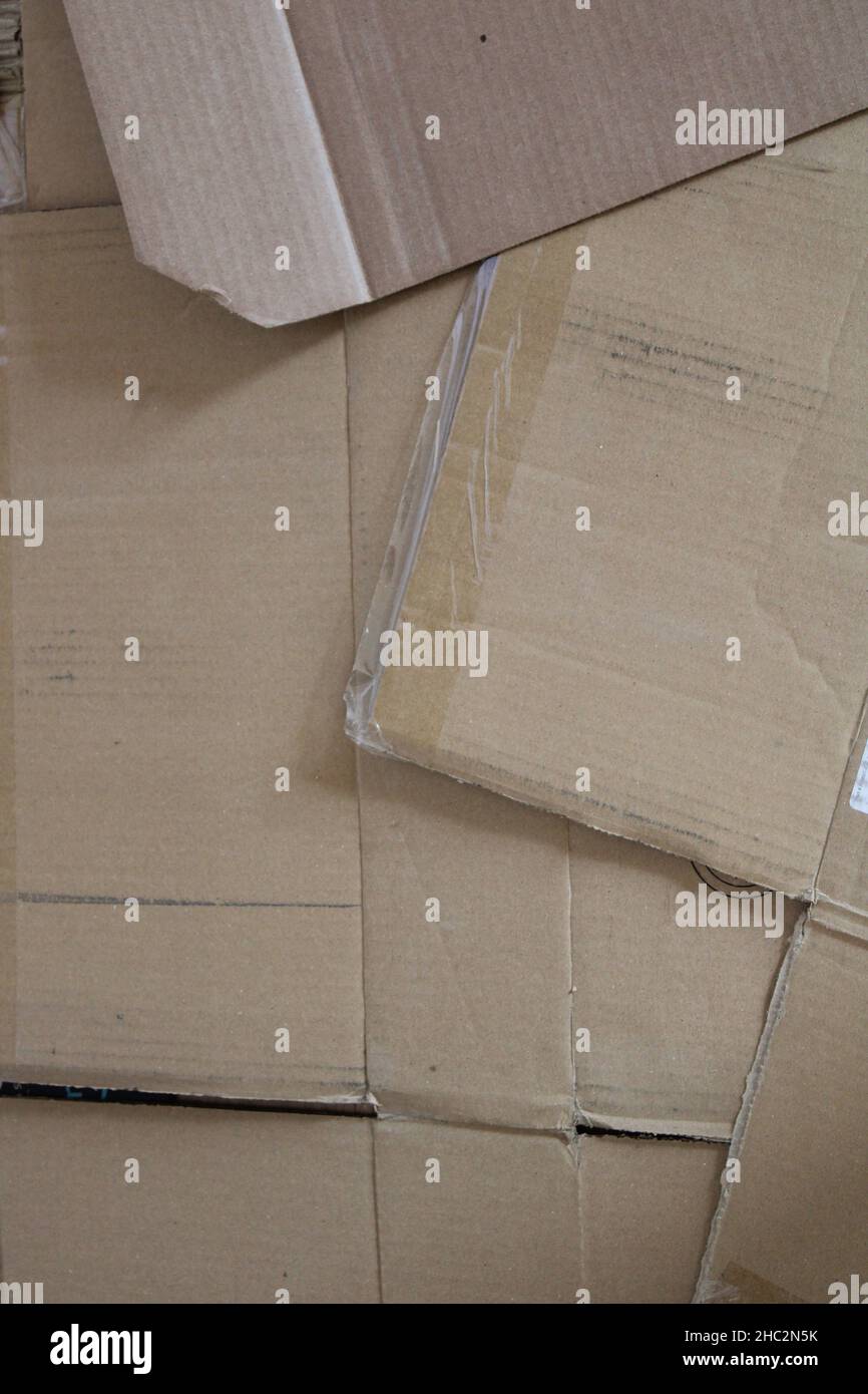 Random Sheets of Flattened Cardboard Stock Photo