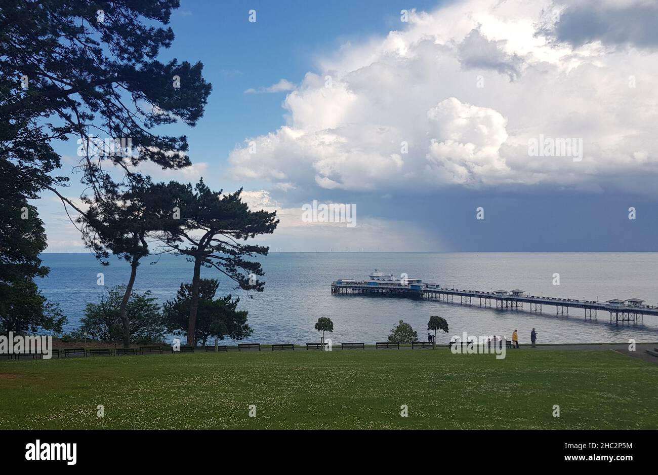 A view of the pier at Llandudno, as seen from Happy Valley Stock Photo