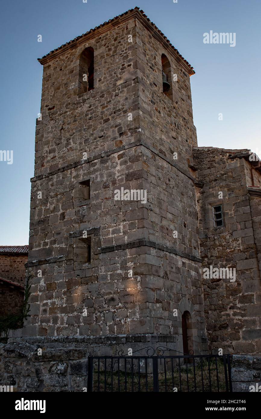 Romanesque church of San Andres in Arroyal de los Carabeos Stock Photo