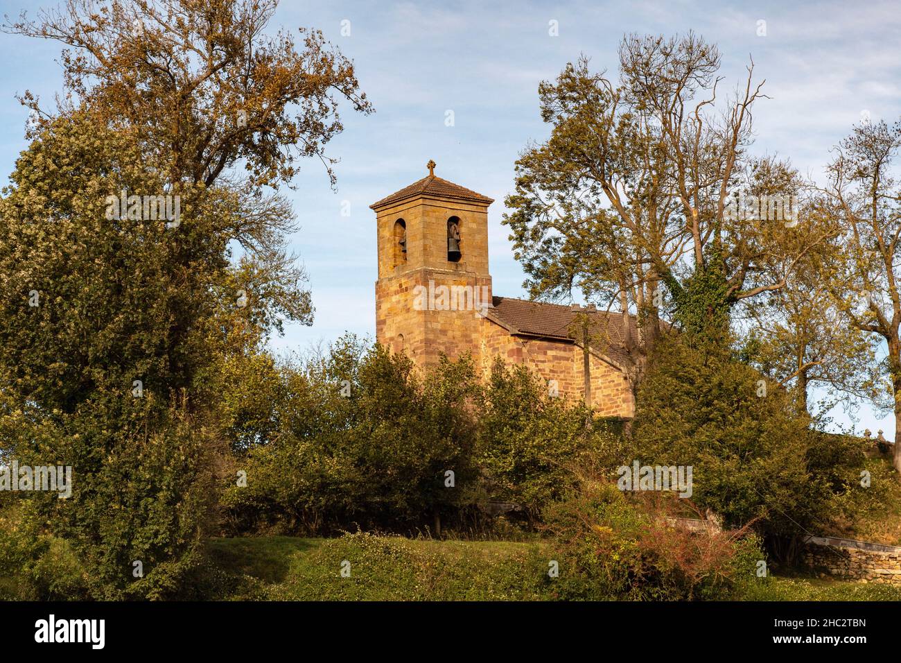 Romanic church of San Andres in Rioseco. Stock Photo