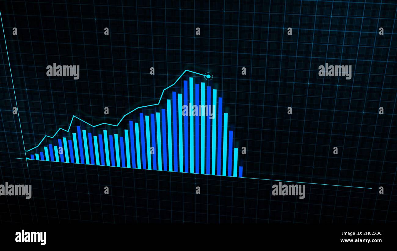 Tech Line Graphs 3D rendering of a growing line graph of a digital income growth chart ...