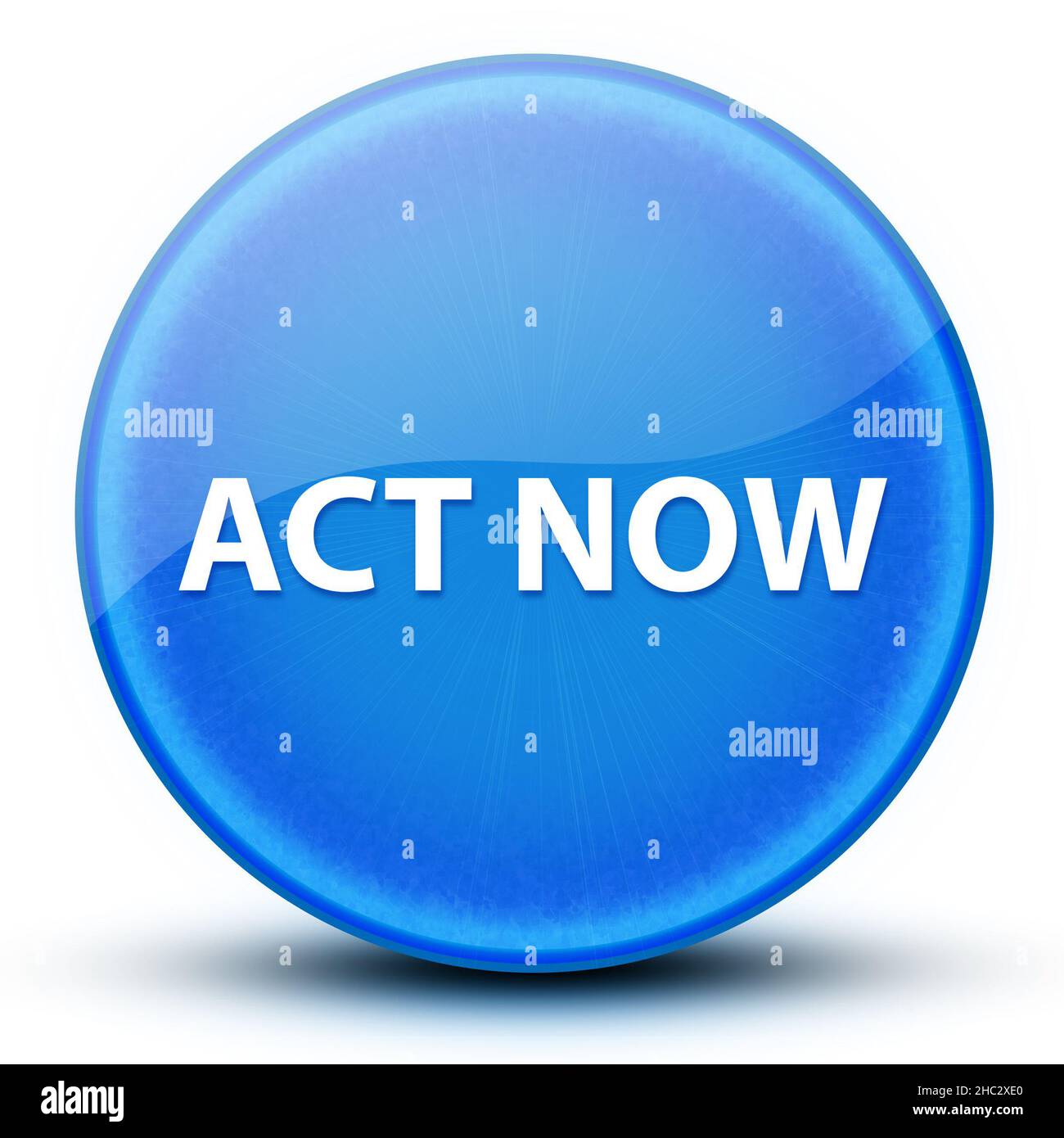 Act now eyeball glossy elegant blue round button abstract illustration Stock Photo