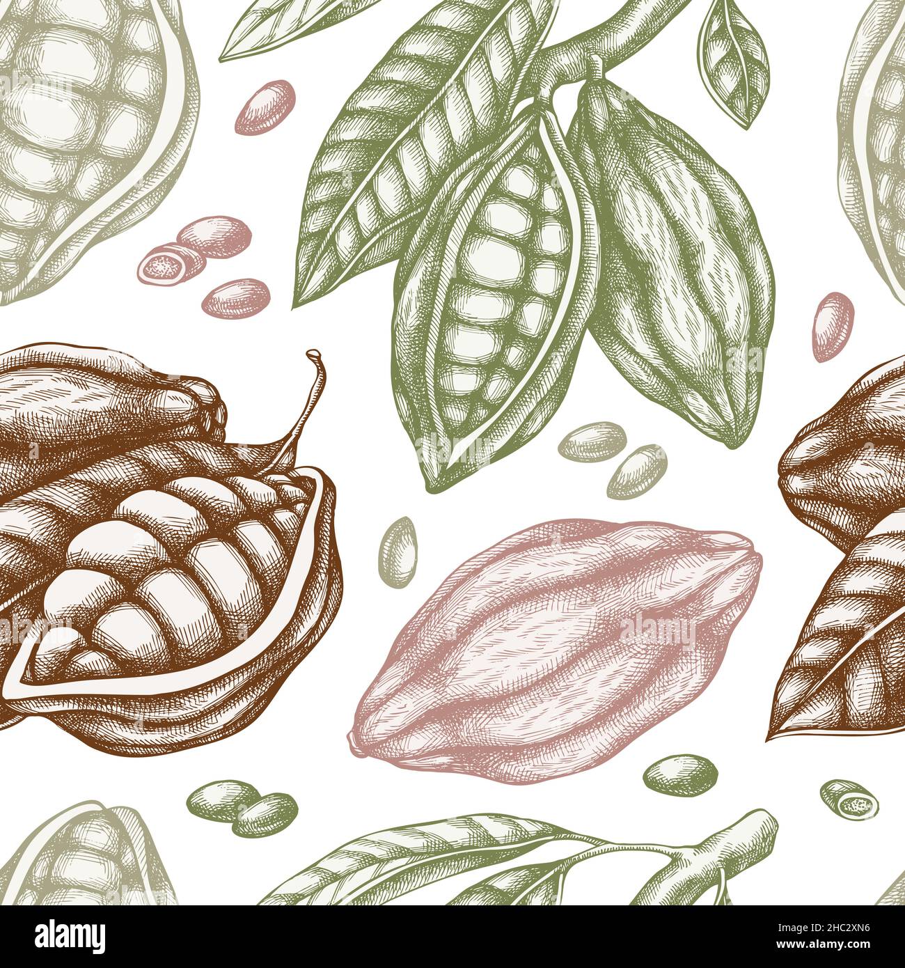 Seamless pattern with hand drawn pastel cocoa Stock Vector Image & Art ...