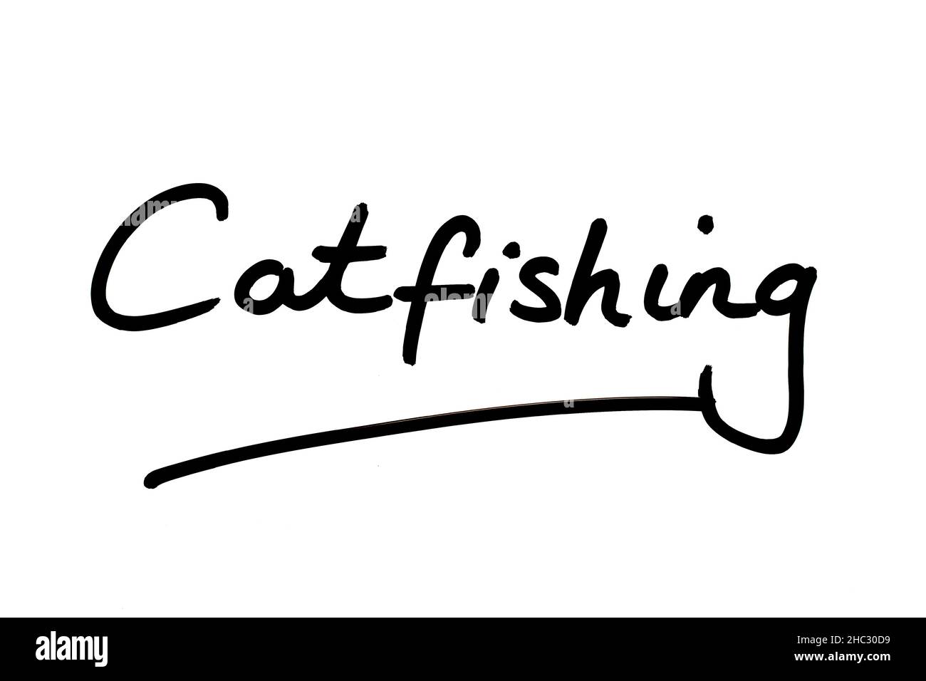 Catfishing, handwritten on a white background Stock Photo Alamy