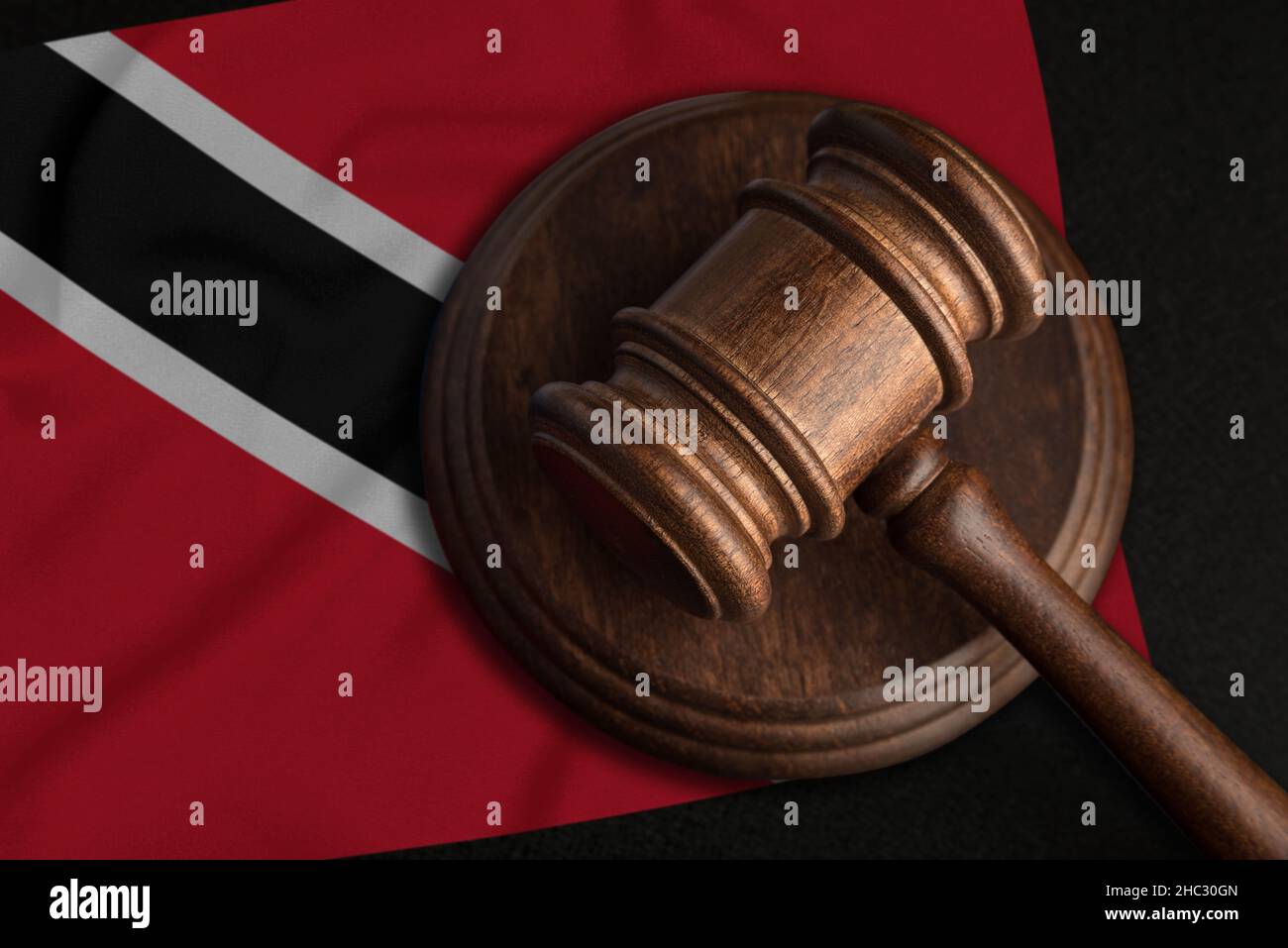 Judge Gavel and flag of Trinidad and Tobago. Law and justice in