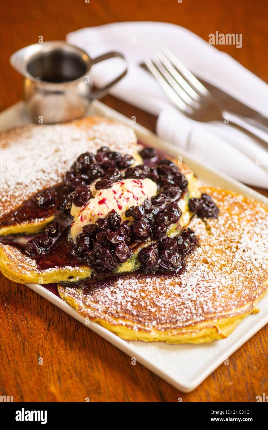 lemon ricotta pancakes, Scarlett Begonia, Santa Barbara, California Stock Photo Alamy