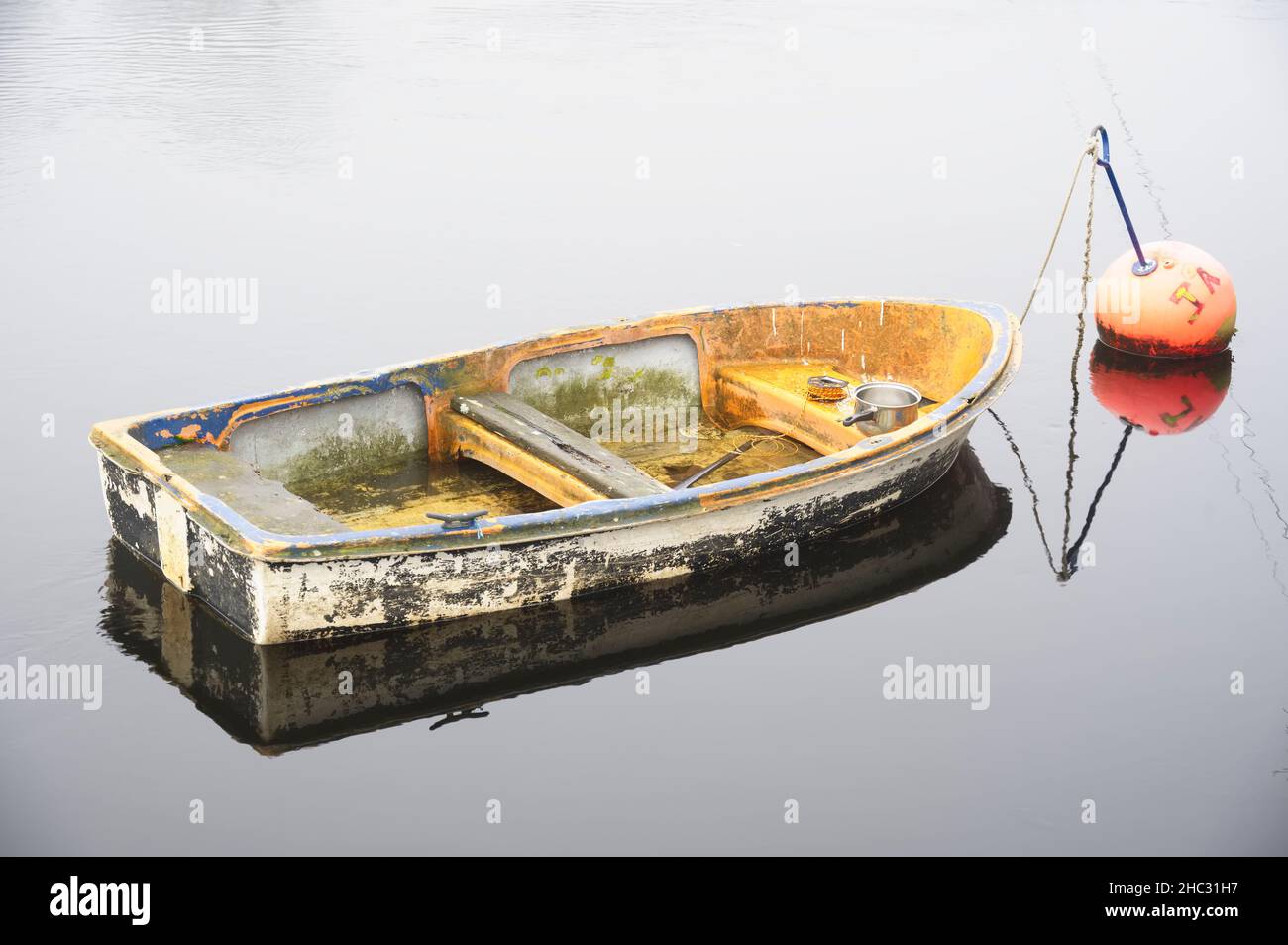 Old boat derelict on River Leven in Dumbarton Stock Photo Alamy