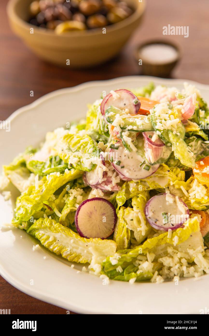 baby gem salad, Bettina, Montecito, California Stock Photo