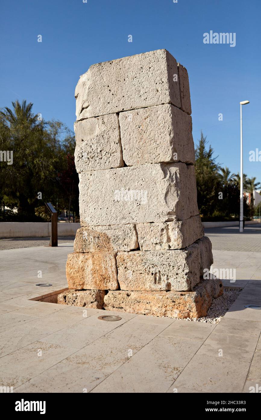 Roman milestone of Plá de L'Arc. Llíria. Valencia. Comunitat Valenciana. Spain Stock Photo