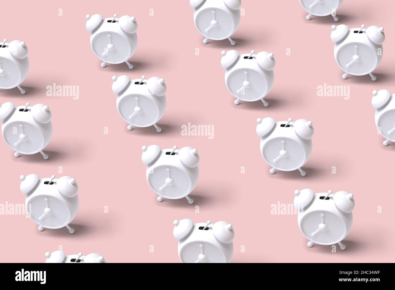 Alarm clocks pattern background. 3D illustration Stock Photo Alamy