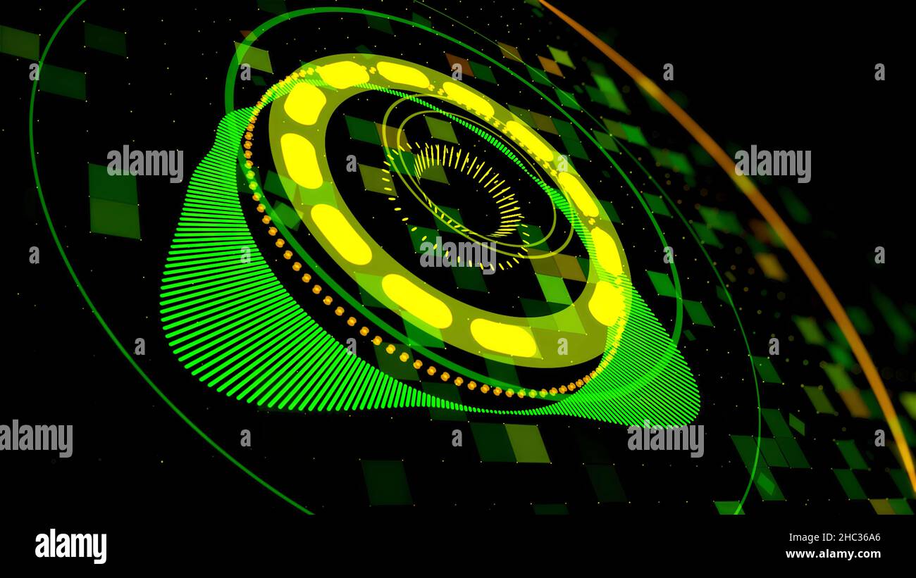Colorful audio equalizer of green color on black background, seamless loop. Concept of night clubs, dance stage, parties, events, performances, audiov Stock Photo