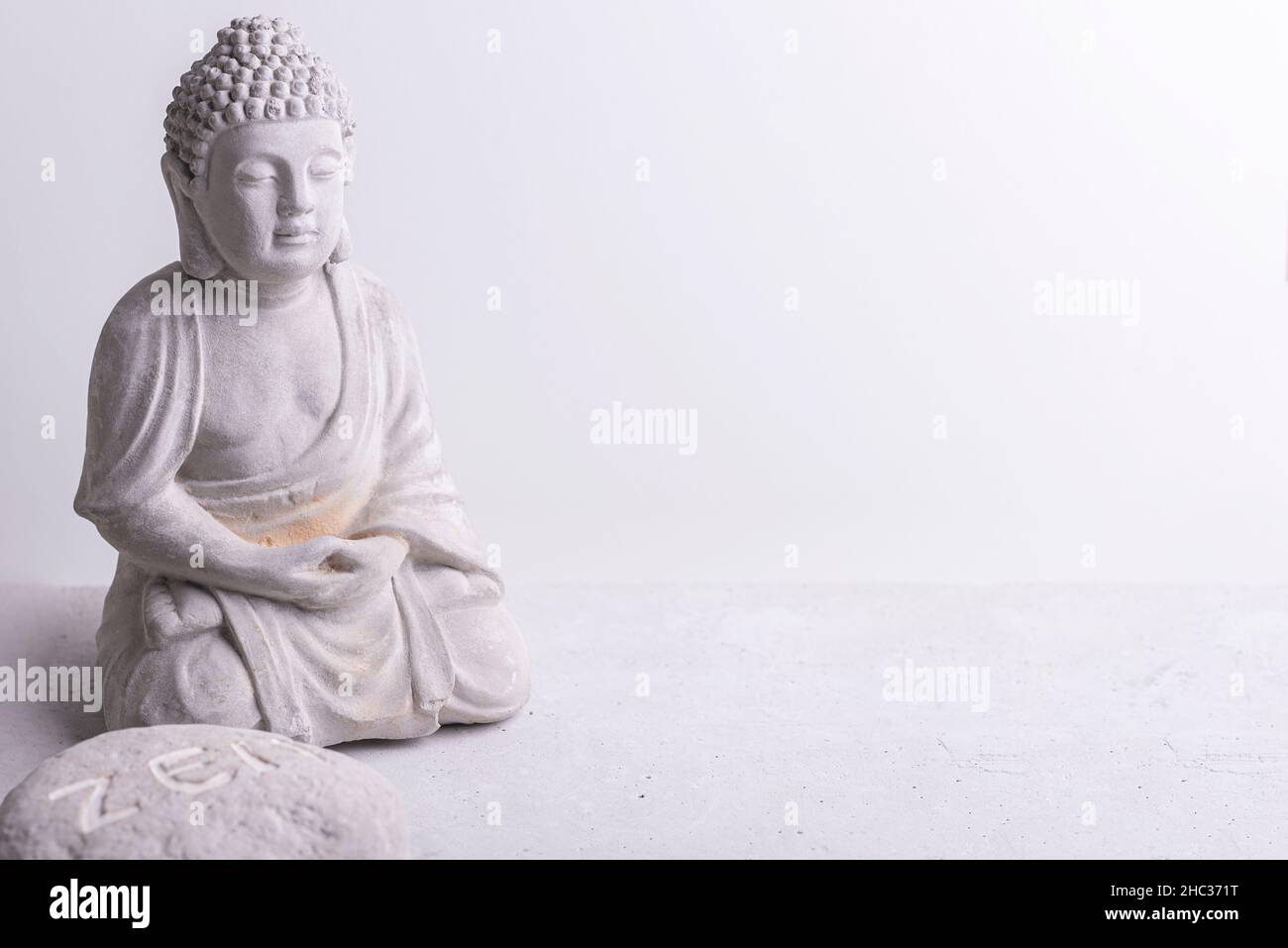 Horizontal buddha with white background Stock Photo