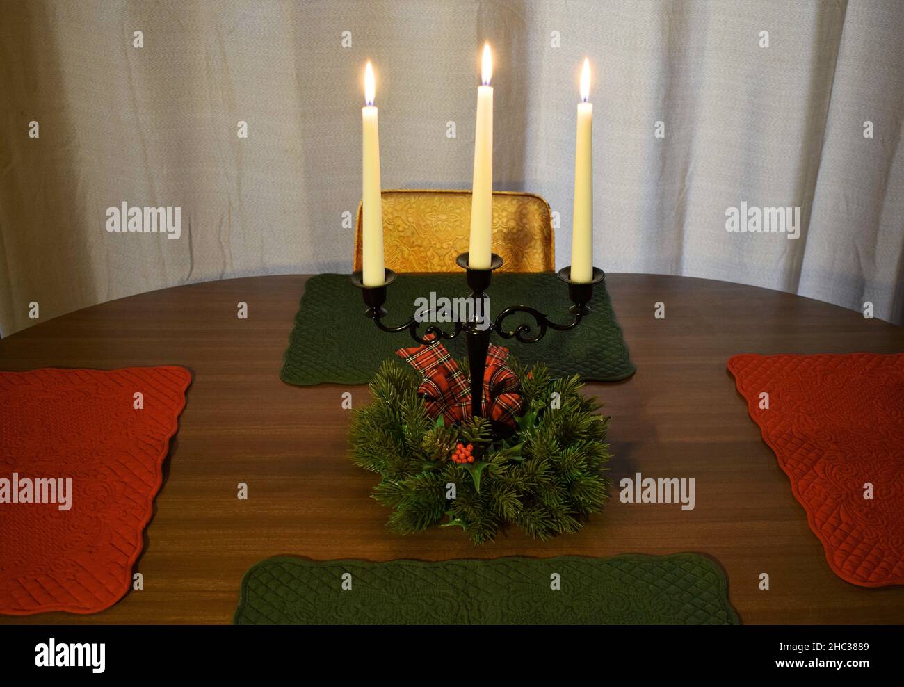 Christmas Candles Centerpiece Stock Photo