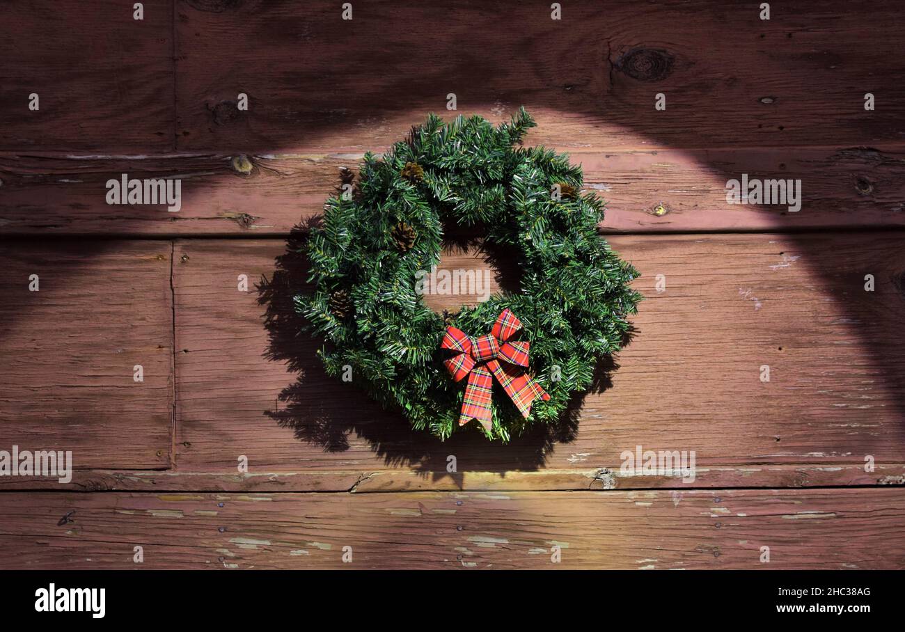 Christmas Wreath with spotlight Stock Photo Alamy