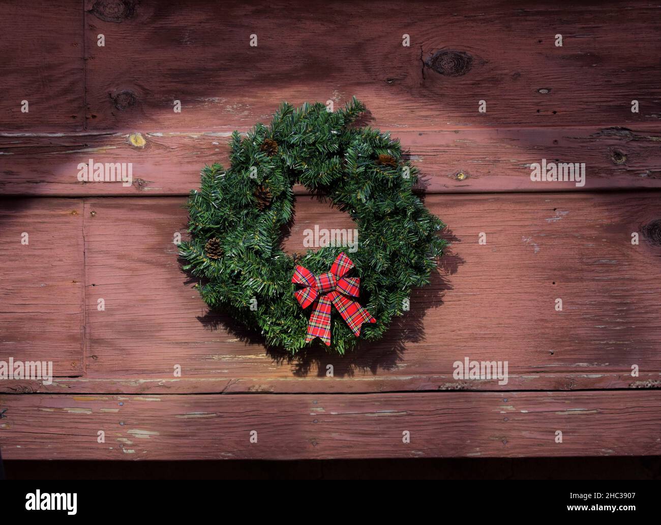 Christmas Wreath with spotlight Stock Photo Alamy