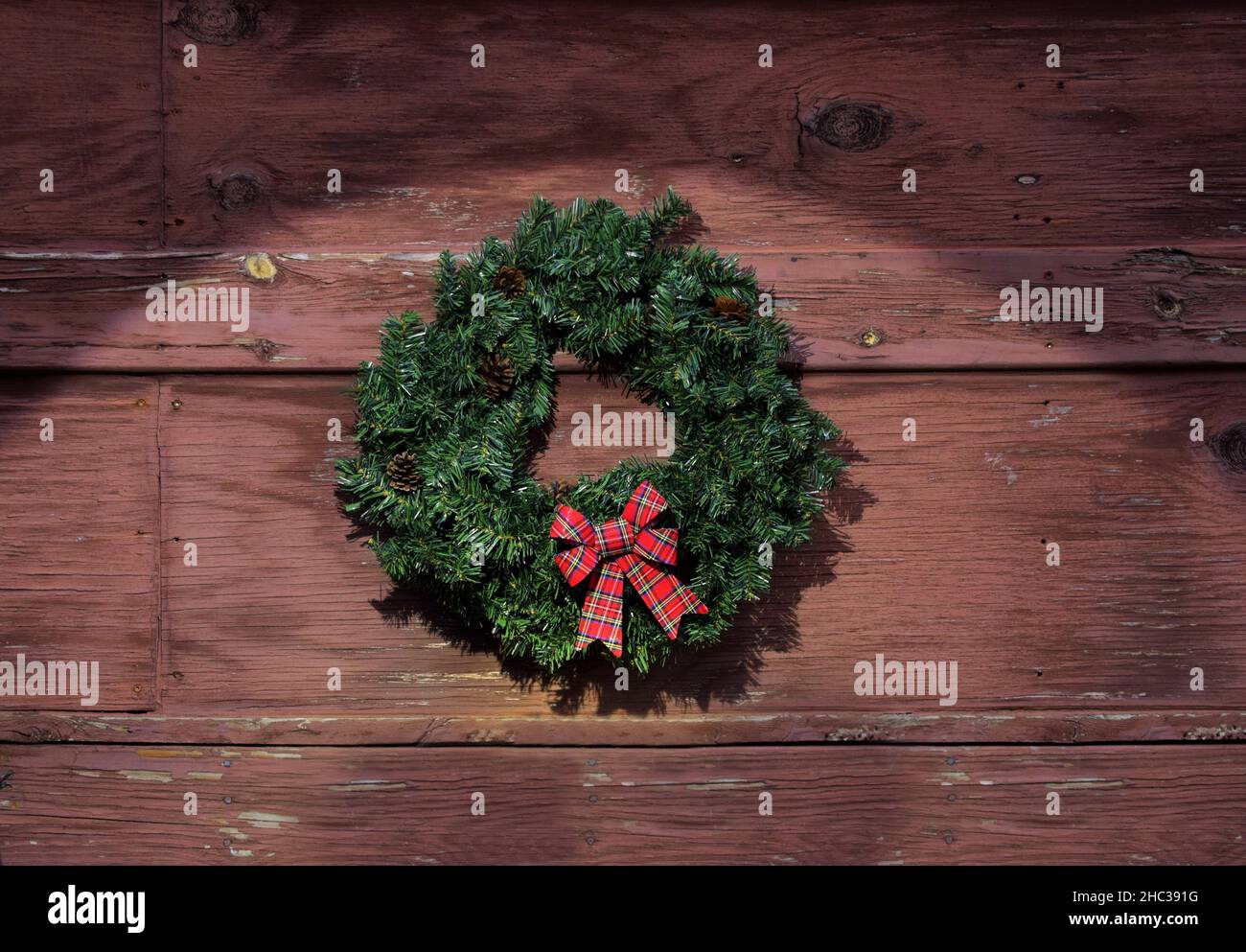 Christmas Wreath with spotlight Stock Photo Alamy