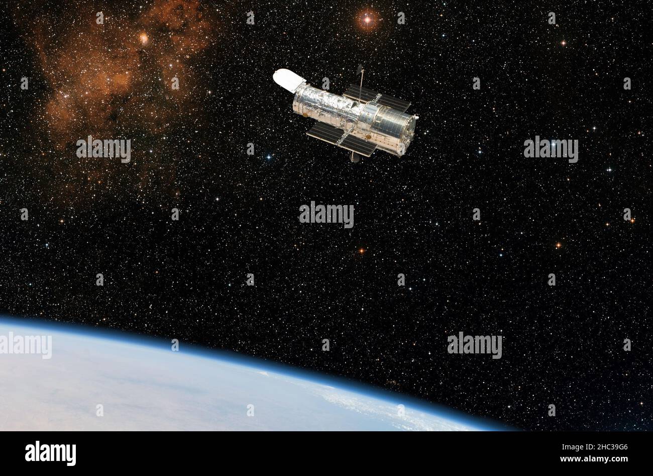 The Hubble Space Telescope in orbit Stock Photo Alamy