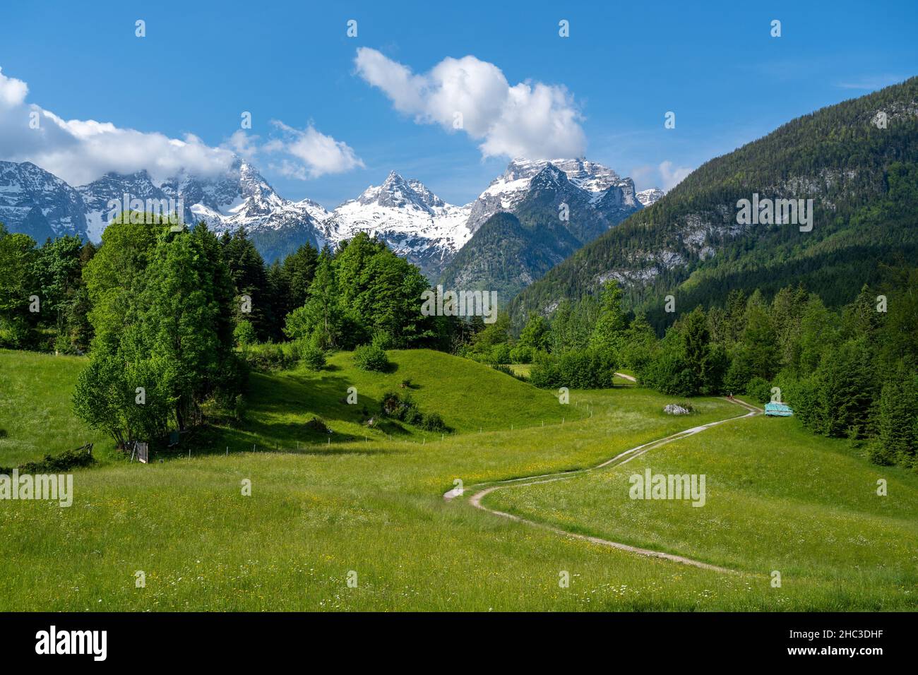 Hiking and Pilgrimage trail in Austria, Lofer, Salzburger Land, Austria Stock Photo
