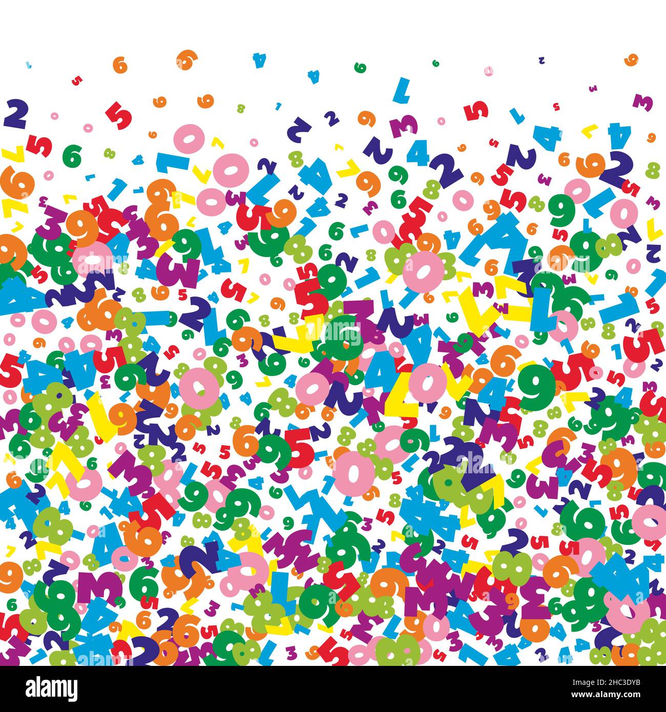 Falling bright numbers. Math study concept with flying digits. Extra ...