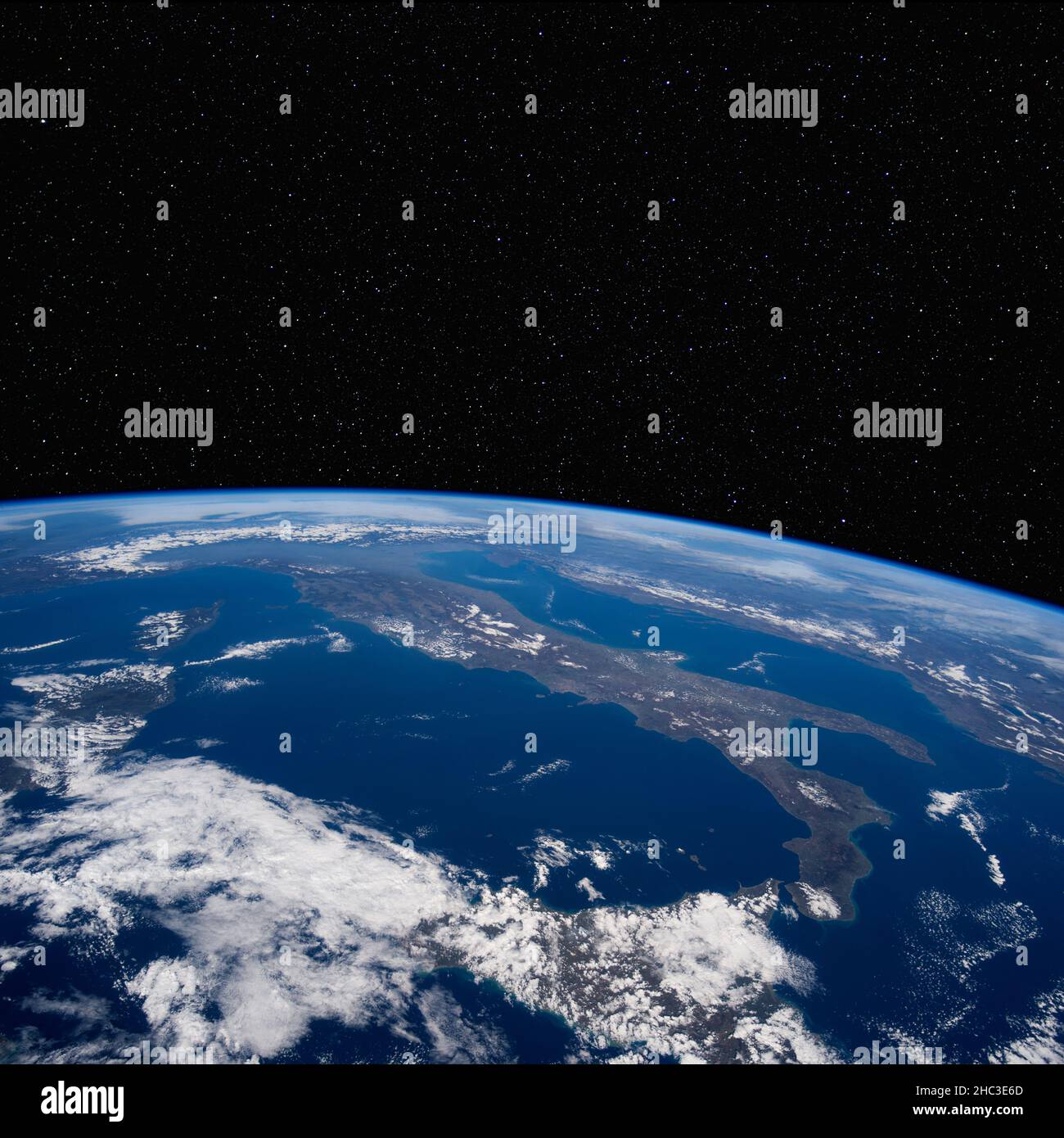 Italy from space. Elements of this image furnished by NASA. Stock Photo