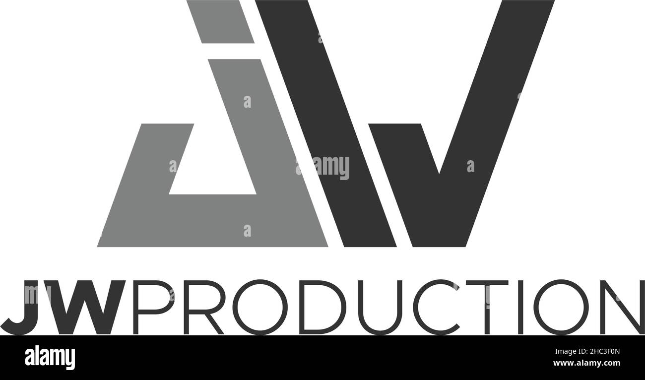 Flat initial JW JW PRODUCTION creative logo design Stock Vector