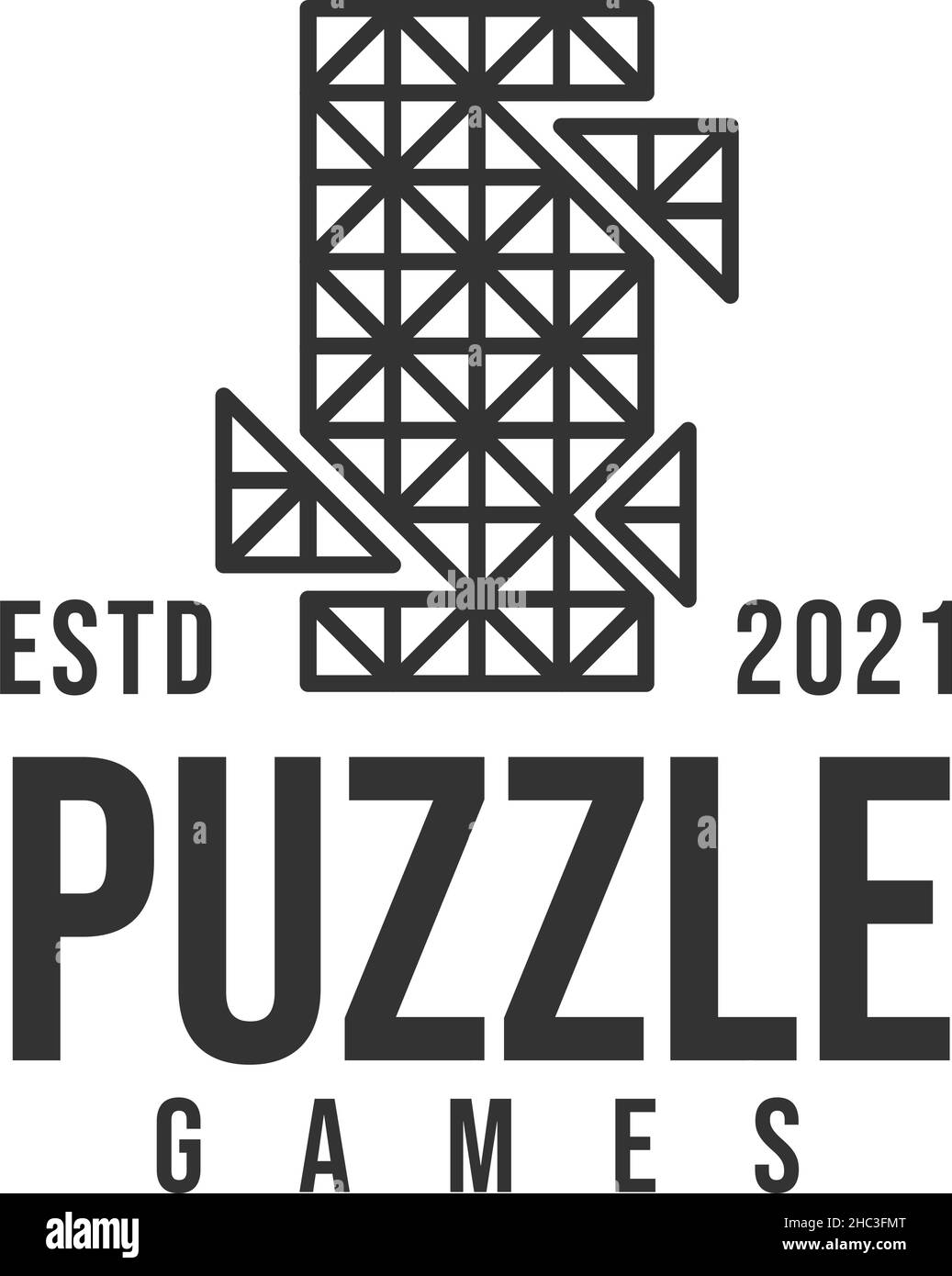 Modern design PUZZLE gamers happy logo design Stock Vector