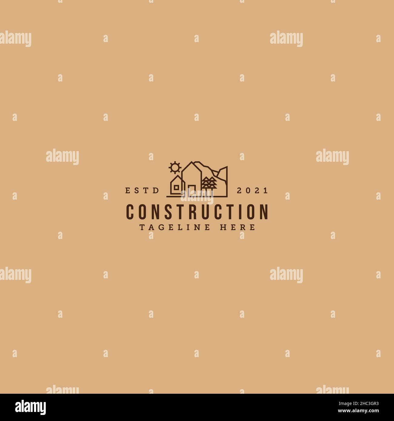 Modern design CONSTRUCTION home house logo design Stock Vector