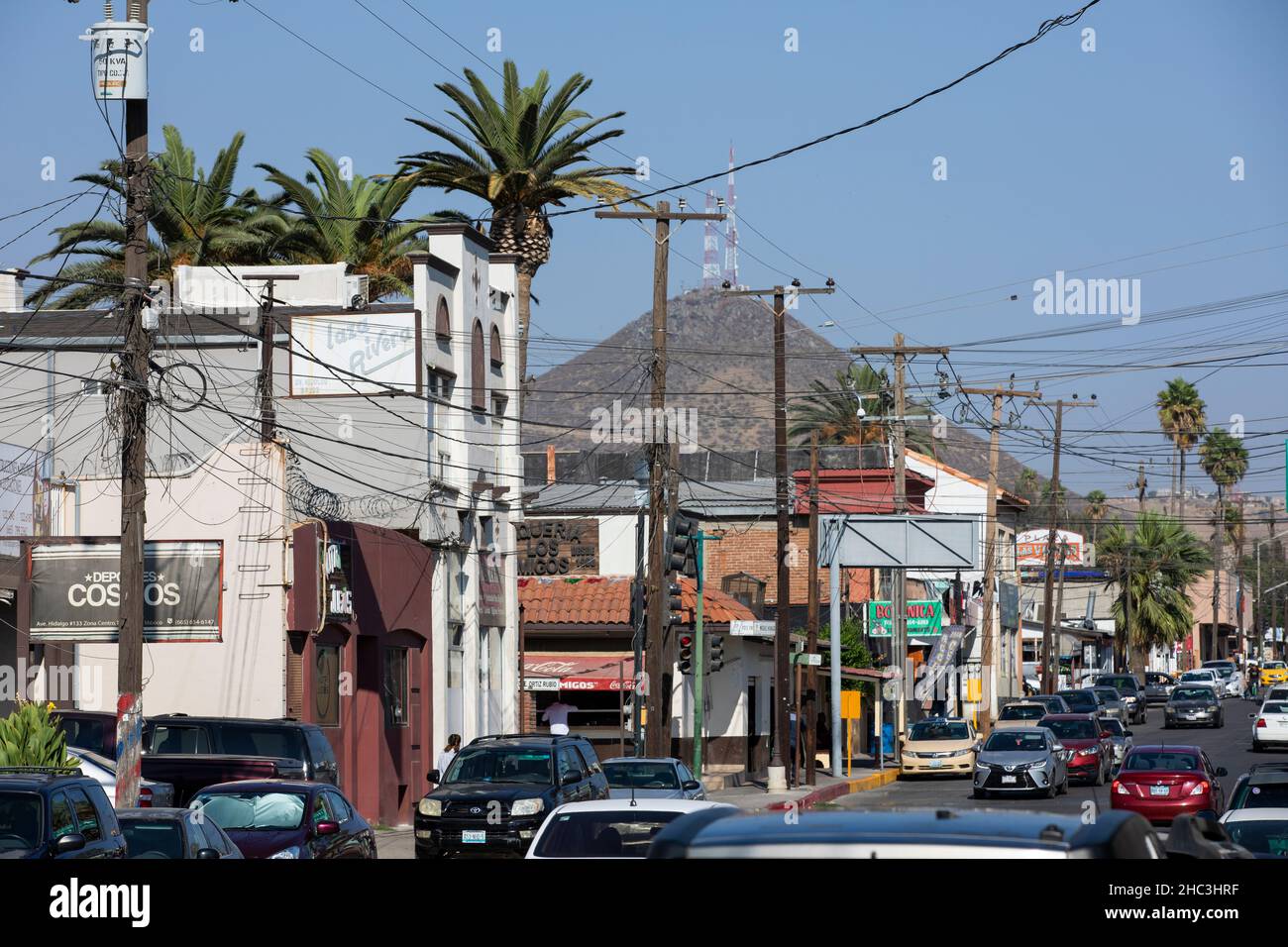 Afternoon view of downtown Tecate, Baja California, Mexico Stock Photo