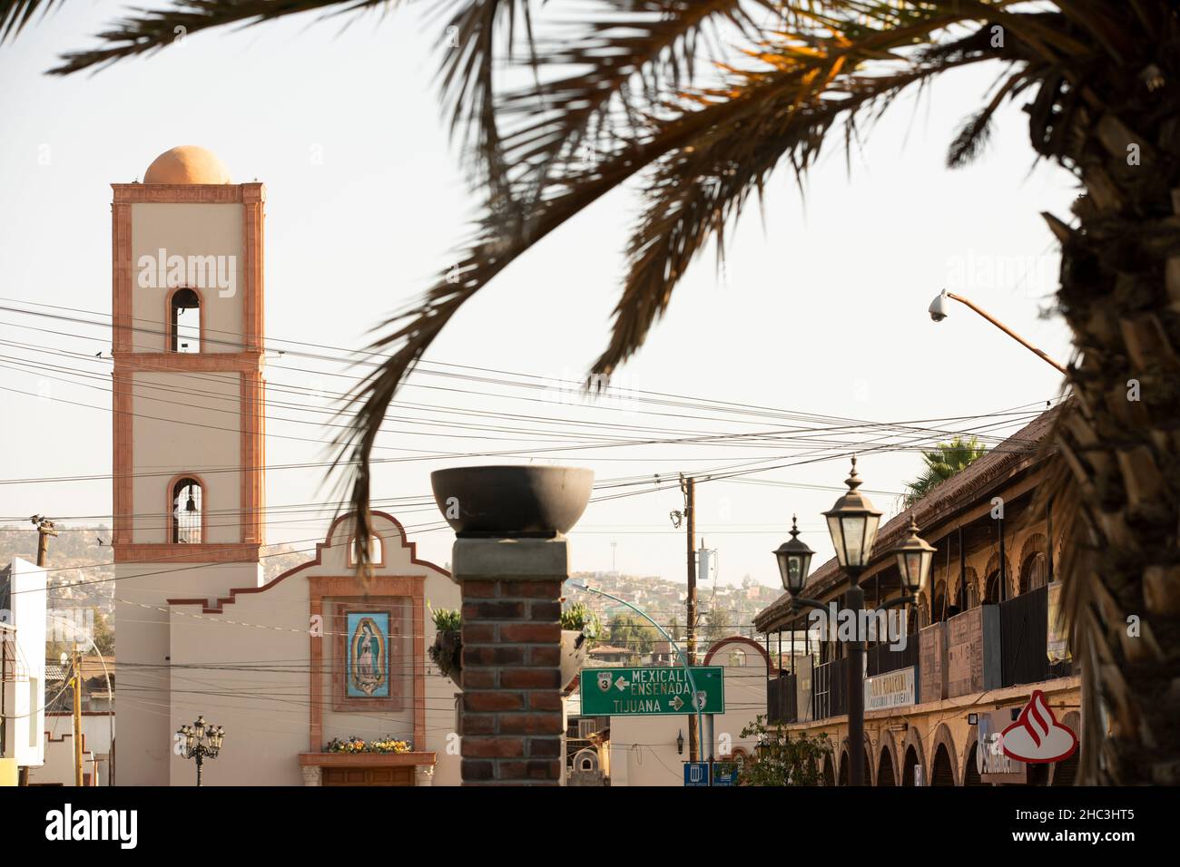 Afternoon view of downtown Tecate, Baja California, Mexico Stock Photo